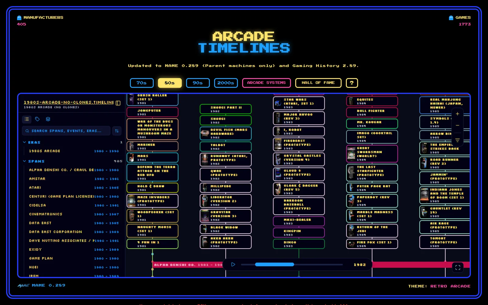 Arcade Timelines screenshot